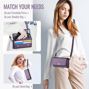 Casekis Multifunctional Leather Crossbody Phone Bag Purple