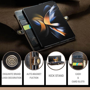 Casekis Galaxy Z Fold 4 5G Luxury Flip Leather Card Slots Phone Case