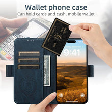 Cargar imagen en el visor de la galería, Casekis Leather Wallet Phone Case compatible with MagSafe Blue
