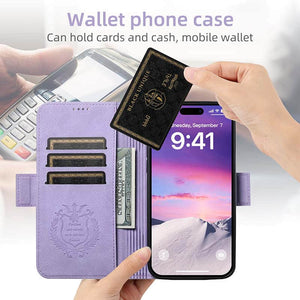 Casekis Leather Wallet Phone Case compatible with MagSafe Purple