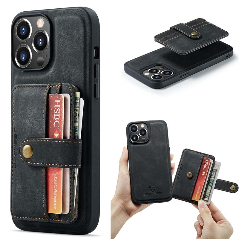 Casekis Leather Magnetic RFID Wallet Phone Case Black