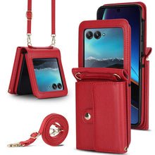 Load image into Gallery viewer, Casekis Moto Razr 40 Ultra Cardholder Crossbody Leather Phone Case Red
