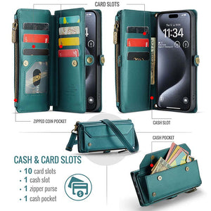 Casekis Cardholer Zipper Wallet Crossbody Phone Case Green