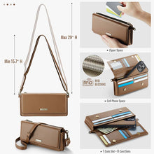 Load image into Gallery viewer, Casekis Multifunctional Leather Crossbody Phone Bag Brown
