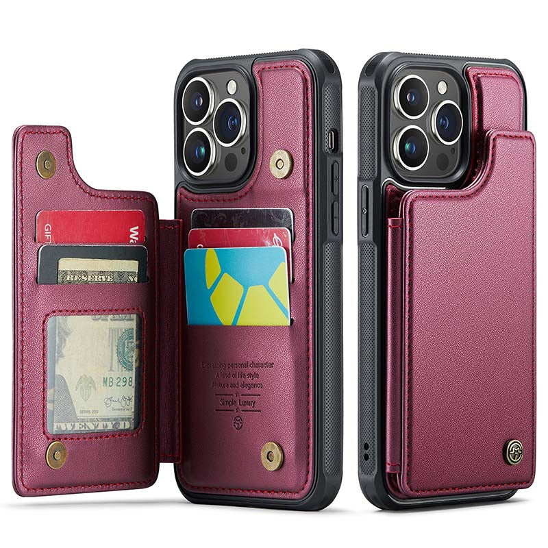 Casekis RFID Cardholder Wallet Phone Case Red Wine