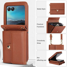 Load image into Gallery viewer, Casekis Moto Razr 40 Ultra Cardholder Crossbody Leather Phone Case Brown
