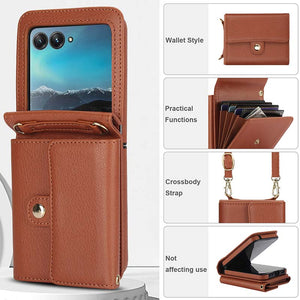 Casekis Moto Razr 40 Ultra Cardholder Crossbody Leather Phone Case Brown