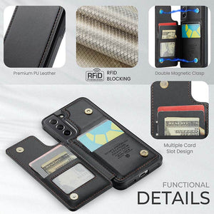 Casekis RFID Cardholder Wallet Phone Case For Galaxy S21 FE 5G