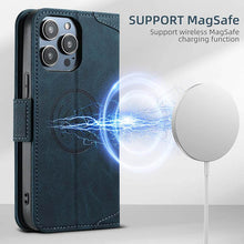 Cargar imagen en el visor de la galería, Casekis Leather Wallet Phone Case compatible with MagSafe Blue
