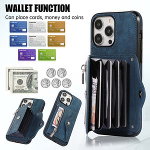 Casekis Accordion Cardholder RFID Zipper Phone Case Blue