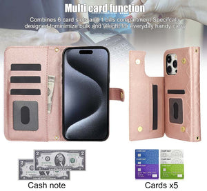 Casekis Crossbody RFID Wallet Phone Case Rose Gold