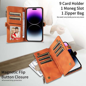 Casekis Zipper RFID Wallet Phone Case Brown
