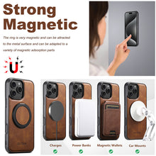 Cargar imagen en el visor de la galería, Casekis Magnetic Charging Rotating Stand Leather Phone Case Brown
