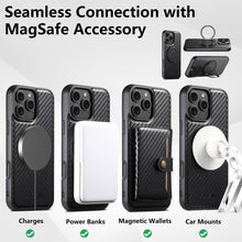 Cargar imagen en el visor de la galería, Casekis Magnetic Charging Rotating Stand Leather Phone Case Fiber Texture
