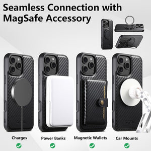 Casekis Magnetic Charging Rotating Stand Leather Phone Case Fiber Texture