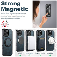 Cargar imagen en el visor de la galería, Casekis Magnetic Charging Rotating Stand Leather Phone Case Blue
