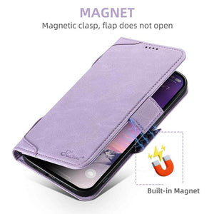 Casekis Leather Wallet Phone Case compatible with MagSafe Purple