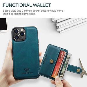 Casekis Leather Magnetic RFID Wallet Phone Case Blue