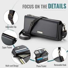 Load image into Gallery viewer, Casekis Multifunctional Leather Crossbody Phone Bag Black
