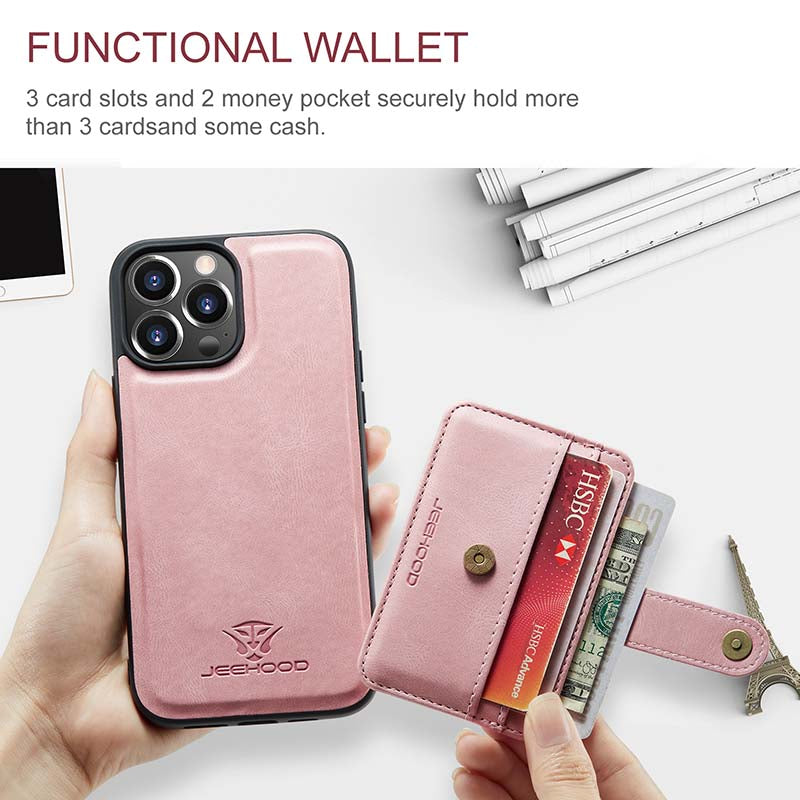 Casekis Leather Magnetic RFID Wallet Phone Case Pink