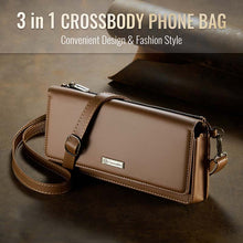Load image into Gallery viewer, Casekis Multifunctional Leather Crossbody Phone Bag Brown
