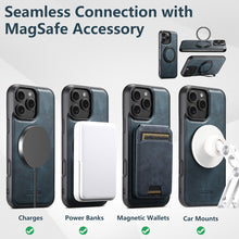 Cargar imagen en el visor de la galería, Casekis Magnetic Charging Rotating Stand Leather Phone Case Blue
