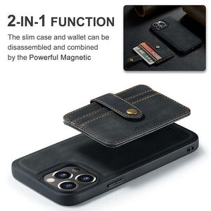 Casekis Leather Magnetic RFID Wallet Phone Case Black