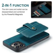 Load image into Gallery viewer, Casekis Leather Magnetic RFID Wallet Phone Case Blue
