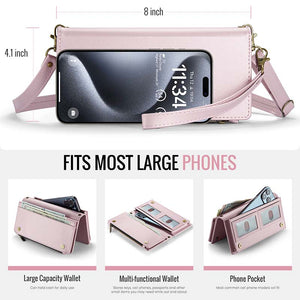 Casekis Oversized High-Quality Women's Crossbody Phone Bag Pink