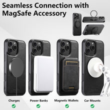 Cargar imagen en el visor de la galería, Casekis Magnetic Charging Rotating Stand Leather Phone Case Black
