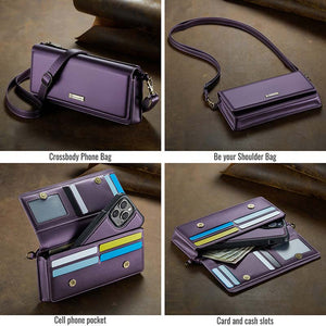 Casekis Multifunctional Leather Crossbody Phone Bag Purple