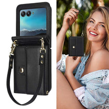 Load image into Gallery viewer, Casekis Moto Razr 40 Ultra Cardholder Crossbody Leather Phone Case Black
