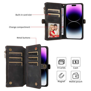 Casekis Zipper RFID Wallet Phone Case Black