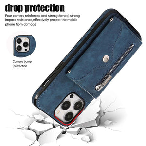 Casekis Accordion Cardholder RFID Zipper Phone Case Blue