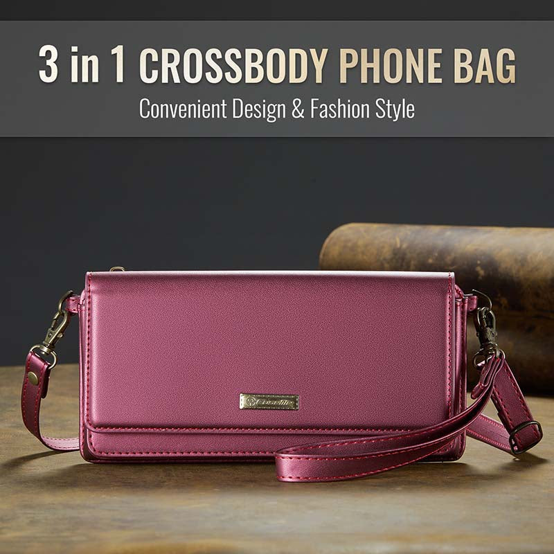 Casekis Multifunctional Leather Crossbody Phone Bag Red