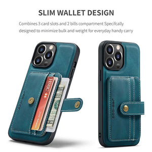 Casekis Leather Magnetic RFID Wallet Phone Case Blue