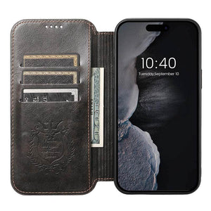 Casekis Leather Wallet MagSafe Phone Case Black