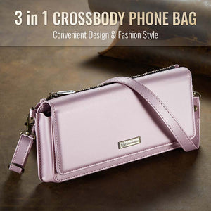 Casekis Multifunctional Leather Crossbody Phone Bag Pink