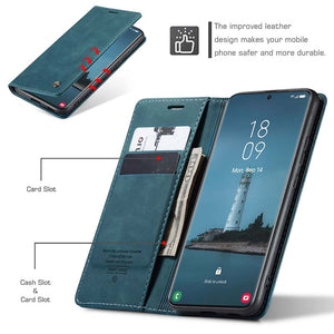 Casekis Carholder Retro Wallet Case For Galaxy S21 Ultra 5G