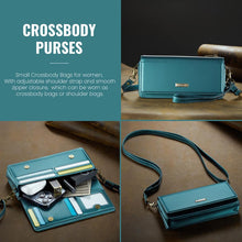 Cargar imagen en el visor de la galería, Casekis Multifunctional Leather Crossbody Phone Bag Green
