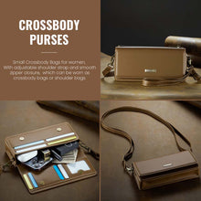 Muat gambar ke penampil Galeri, Casekis Multifunctional Leather Crossbody Phone Bag Brown
