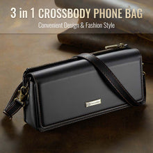 Muat gambar ke penampil Galeri, Casekis Multifunctional Leather Crossbody Phone Bag Black
