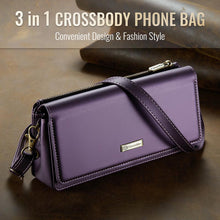 Lade das Bild in den Galerie-Viewer, Casekis Multifunctional Leather Crossbody Phone Bag Purple
