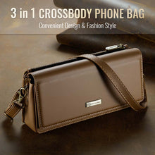 Cargar imagen en el visor de la galería, Casekis Multifunctional Leather Crossbody Phone Bag Brown
