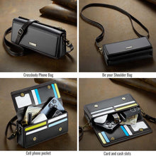 Lade das Bild in den Galerie-Viewer, Casekis Multifunctional Leather Crossbody Phone Bag Black
