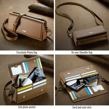 画像をギャラリービューアに読み込む, Casekis Multifunctional Leather Crossbody Phone Bag Brown
