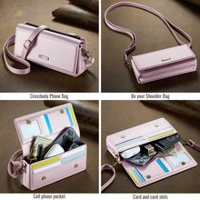 Muat gambar ke penampil Galeri, Casekis Multifunctional Leather Crossbody Phone Bag Pink
