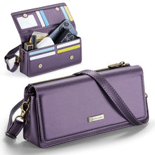 Cargar imagen en el visor de la galería, Casekis Multifunctional Leather Crossbody Phone Bag Purple
