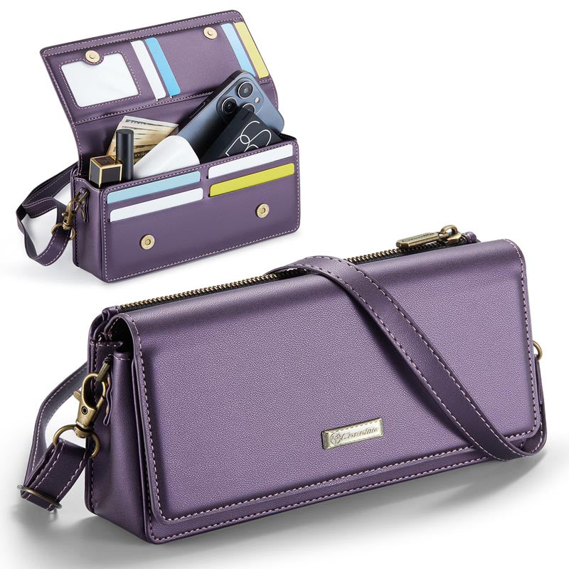 Casekis Multifunctional Leather Crossbody Phone Bag Purple