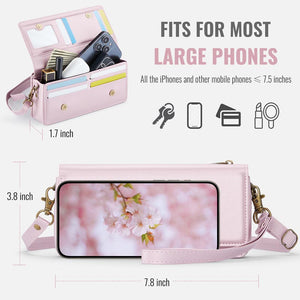 Casekis Multifunctional Leather Crossbody Phone Bag Pink